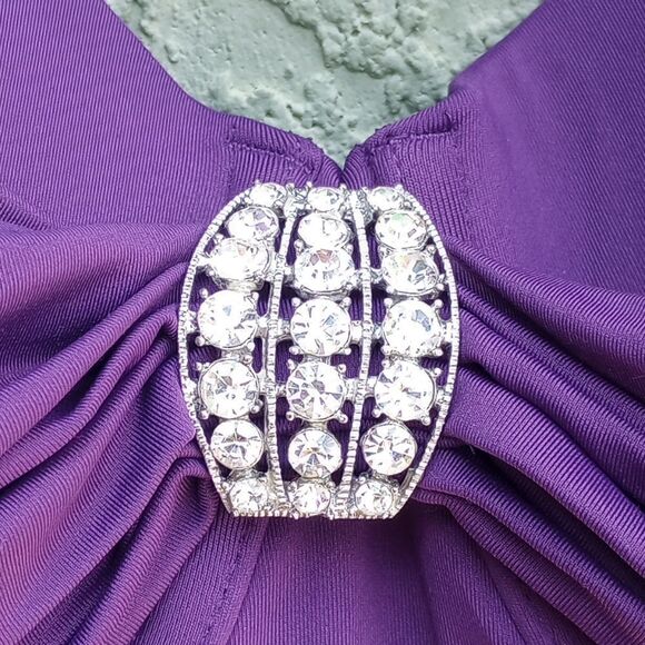 EUC AUTOGRAPH Purple Rhinestone Wire One Piece High Rise Bathing Suit 34DD - Picture 4 of 12